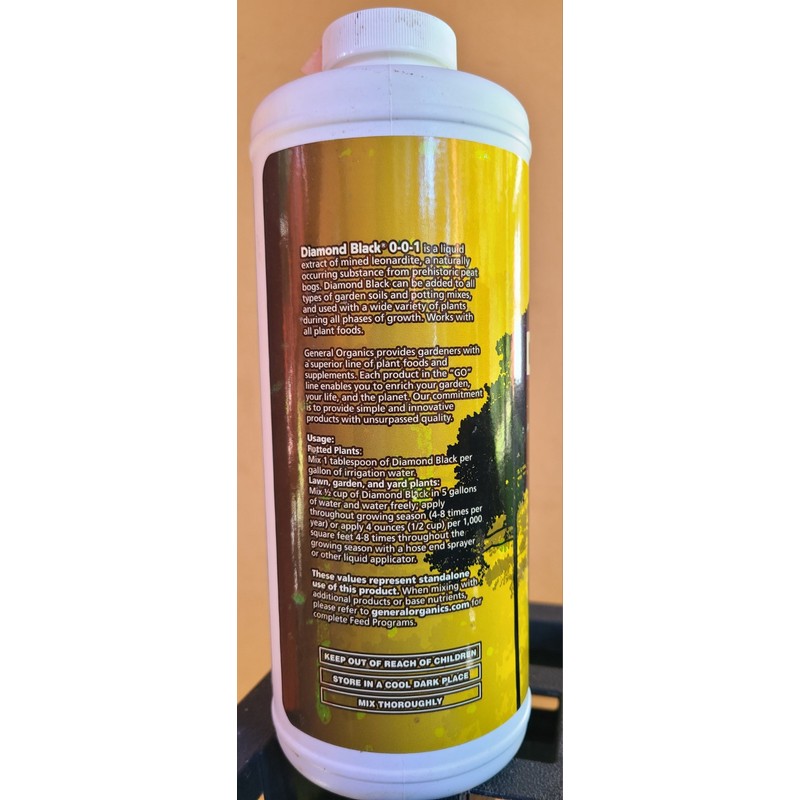 General Organics, 1 Qt. Diamond Black, Liquid Humic Acids Plant
