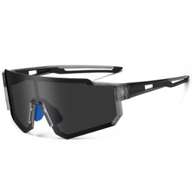 DUCO Polarized Sports Sunglasses for Men Women UV400 Protection Baseball Cycling Running Fishing Sunglasses DC0068 (Transparent Gray Frame Gray Lens)