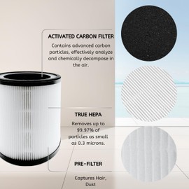 Nispira MAF-03 3-in-1 True HEPA Filter Replacement for Miko Ibuki L Air Purifier, 2 Pack