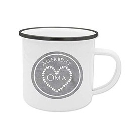 Tasse für die allerbeste Oma, Emailletasse mit Vintage Motiv, Geschenkidee für die Großmutter