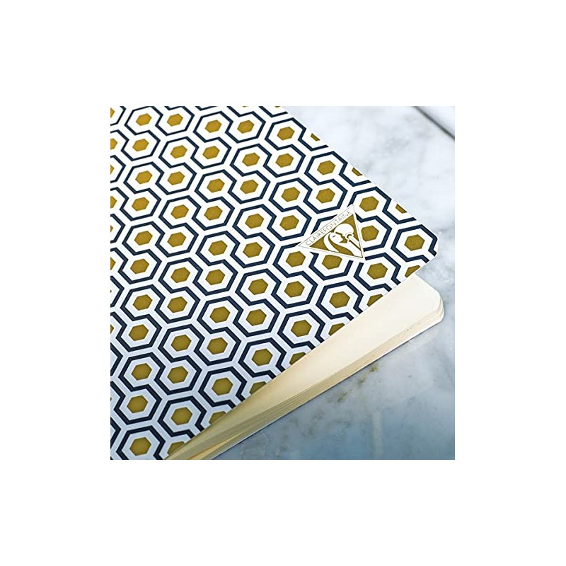 Clairefontaine Neo Deco Collection Sewn Spine Pocket Ruled Notebook, Honeycomb