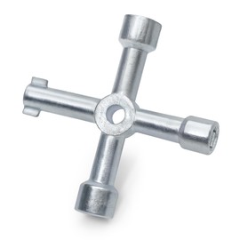 ZAVIA 4 Way Multifunction Utility Key | Silver Meter Box Key | Triangle, Square, Panel Key for Cupboard, Cabinet, Water, Gas, Electric & Plumbing Applications | 4 Way Service Utility Key