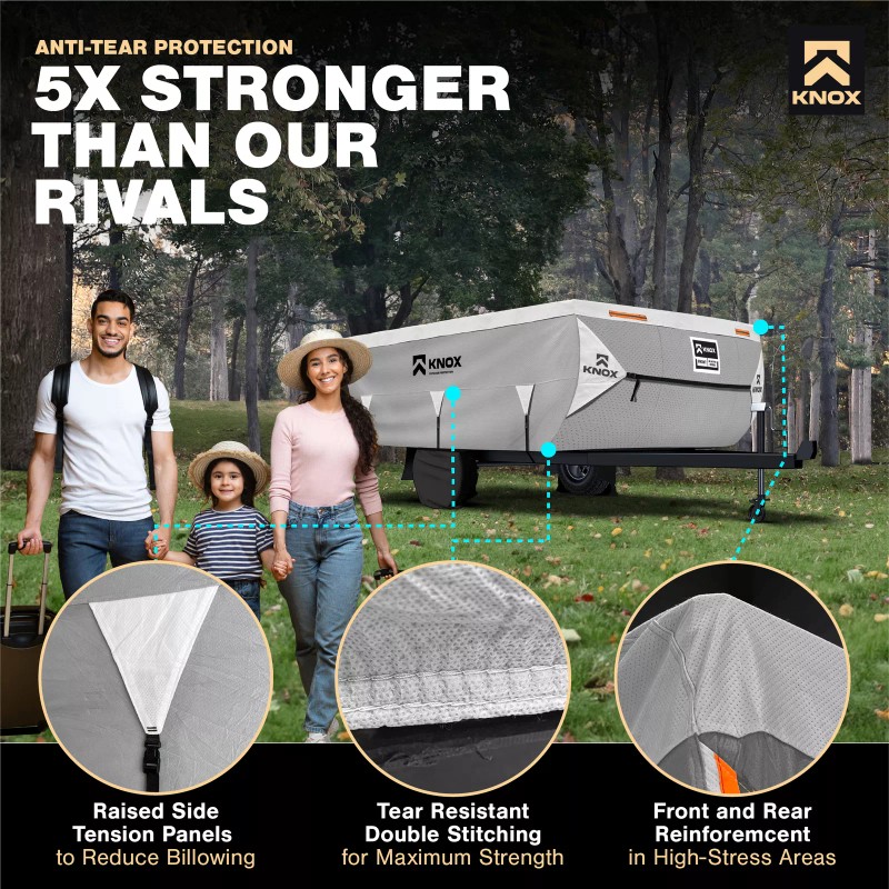 KNOX 3rd Gen Pop up Folding Camper RV Cover, Anti-Tear