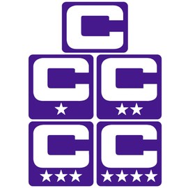 Purple C Captain Patch Style Vinyl Football Helmet Decal - Set of 5 Helmet Decals
