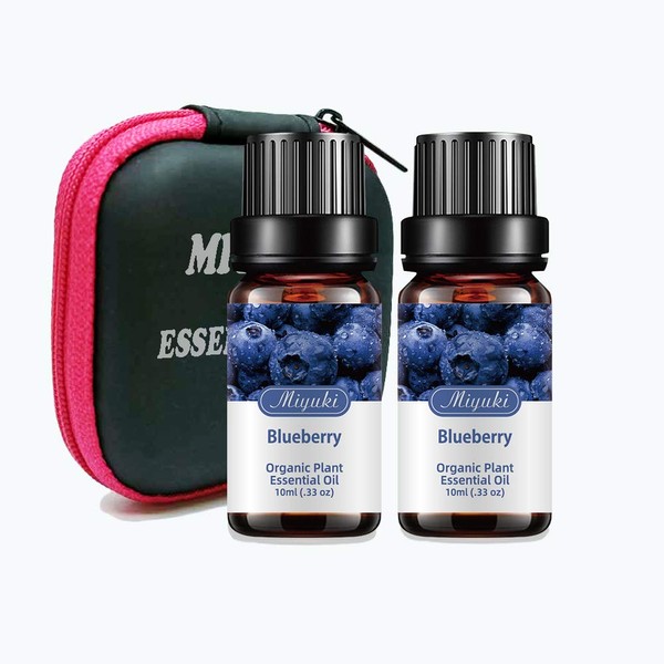 Miyuki 2Pack Blueberry Essential Oils Organic Plant & Natural 100% Pure Therapeutic Grade Blueberry Aromatherapy Oil for Diffuser, Humidifier, Massage, Sleep, Bath, SPA, Skin & Hair Care-2x10ml