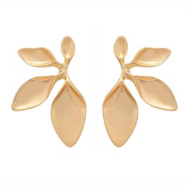 Minimalist Tree Leaf Drop Stud Earrings for Women 925 Sterling Silver Simple Polished Big Leaves Statement Studs Earring Fashion Lightweight Jewelry for Mother, Small, Metal, No Gemstone