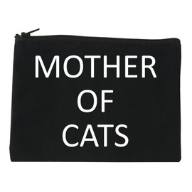 Mother Of Cats Cat Lover Cosmetic Makeup Bag Black Large