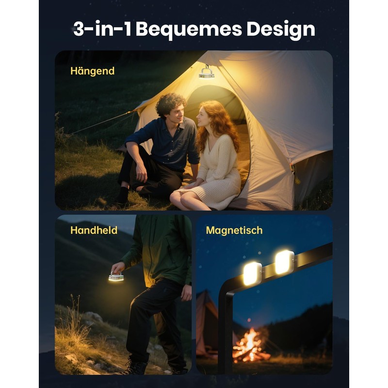 Pack of 2 LED Camping Lamp 10000 mAh