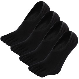 Hellomamma - Calcetines invisibles con puntera para hombre, Negro-4 pares, 6-10