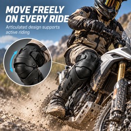 Motorcycle Knee & Elbow Guard Set for Riding – Adjustable Protective Pads for Dirt Bike, Motocross & Outdoor Use