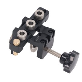 Gugxiom 3 in 1 Doweling Jig Drill Kit, Dowel Jig Kit with 4 Brass Locators, Laser Engraving and 8 / 10mm Punching Range, with 8mm, 10mm and 15mm Drill Bits