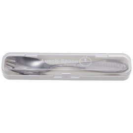 Takakuwa Metal Lunch Spoon with Case, Leaf, White, Set of 2