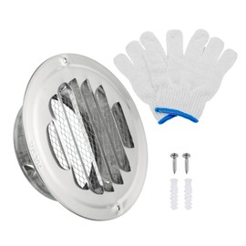 PATIKIL 4" Round Soffit Air Vents, 304 Stainless Steel Louver Grille Vent Cover Screen Mesh Air Outlet for Kitchen Bathroom Wall Ceiling Floor Ventilation