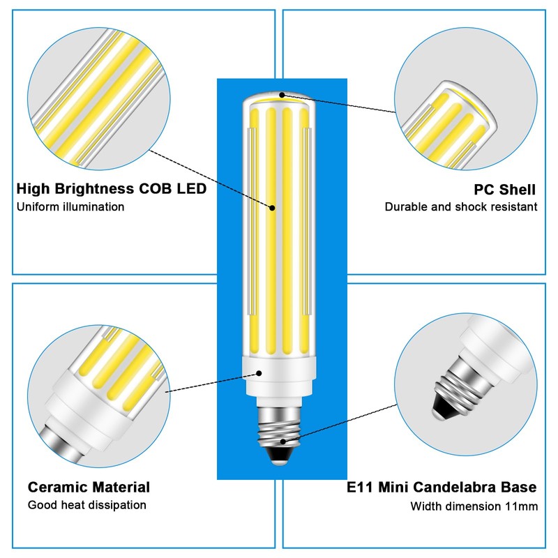 BROLSKUN E11 Led Bulb 10W Equivalent JDE11 120V Mini Candelabra