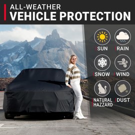 iCarCover 100-Layer Car Cover Waterproof All Weather, Rain Snow UV Protection Car Covers, Ford Mustang, Falcon, Thunderbird, Camaro, HHR, 200D, 240D, Size C27 (See Size Chart), Sedan/Coupe - Black