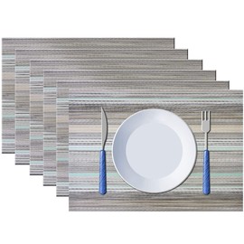 BIPASION Placemats, Placemats Set of 6, Heat Resistant Place Mats Washable, Woven Vinyl Plastic Placemats for Dining Table, Non-Slip Kitchen Table Placemats Easy to Clean