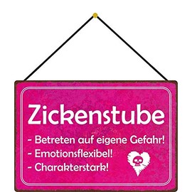 generisch Tin Sign 20 x 30 cm Curved with Cord Zickenstube Sayings Decorative Gift Sign
