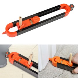 Generic Upgrade Contour Measuring Tool, Precise Contour Scribe Tool with Adjustable Lock for Pencil Woodworking Edge Corner Measuring Profile Duplicator, Black and orange