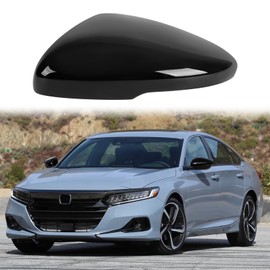Glossy Black Left Driver Side Mirror Cover Cap Housing Compatible with 2018 2019 2020 2021 2022 10th Honda Accord Touring and Touring Hybrid with Turn Signal Model