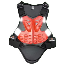 RIDBIKER Chest Protector Motorcycle, Dirt Bike Gear Body Armor Vest Spine Back Protector for Motocross Off-Road (Reflective at Night) (Red, S)