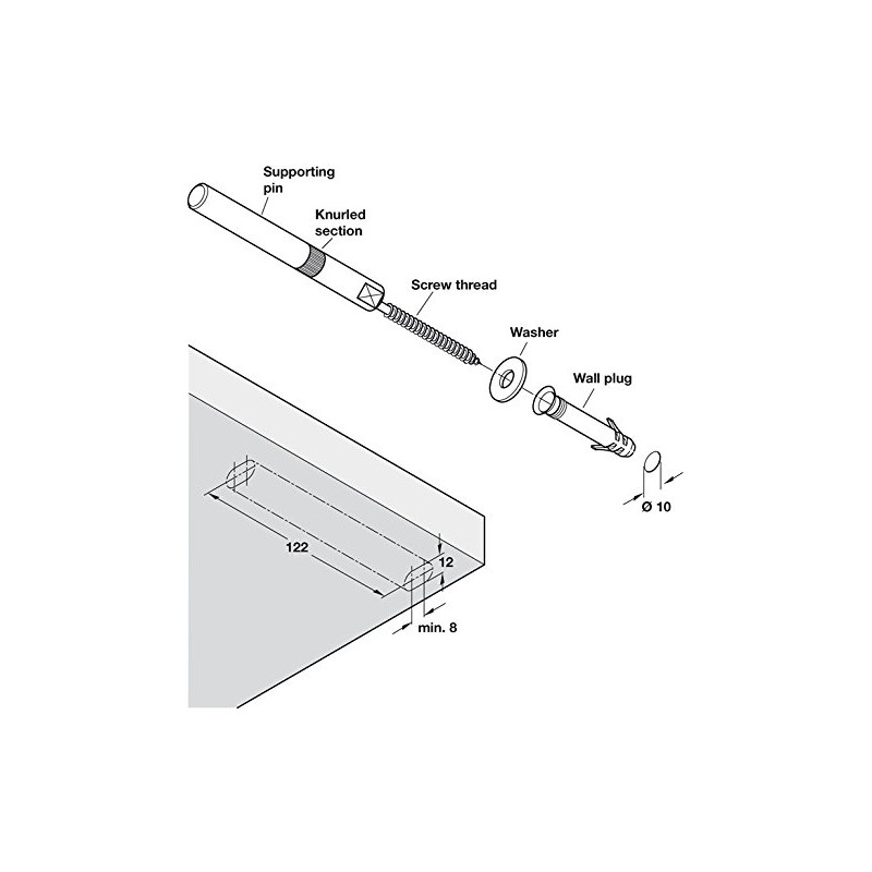 HAFELE CONCEALED HIDDEN SHELF SUPPORT BRACKET FIXING MOUNT FOR FLOATING