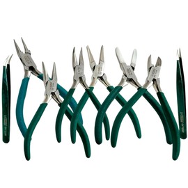 Set of 8pcs Jewelry Making Pliers - Craft Pliers, Cutters, Nylon Jaw, Wire Looping, Bent Nose Pliers, Thumb Tweezers for Jewelry Making, Repair, Wire Wrapping, Earring DIY Pliers Tools