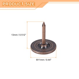 sourcing map Upholstery Tack Nail Pins Furniture, 50Pcs 11x13mm Thumb Tack Pins Assortment Kit Carbon Steel for Home Sofa DIY Decorative Nail Heads Nails, Red Bronze