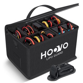 HOOVO Lipo Bag, Fireproof and Explosionproof LiPo Battery Bags - Large Capacity LiPo Guard Safe Pouch Adjustable for 10 - Cell LiPo Storage & Charge (10.6"x 6.7" x 6.7")
