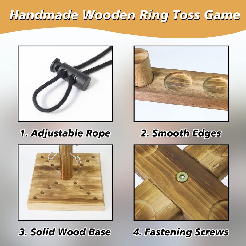 Hooks Ring Toss Game 4 Player, ZAKVOP Ring Toss Game
