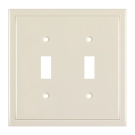 Henne Bery Modern Edge Decorative Wall Plate Switch Plate Outlet Cover, Durable Solid Zinc Alloy (Double Toggle, Light Almond)