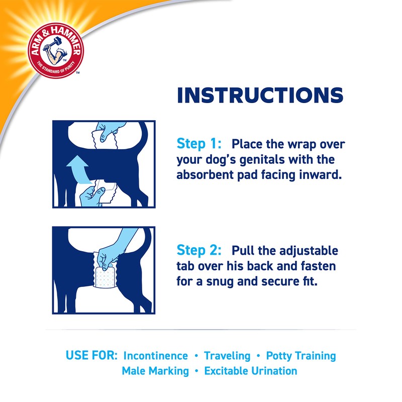 Arm & Hammer for Pets Male Dog Wraps, Size Large,