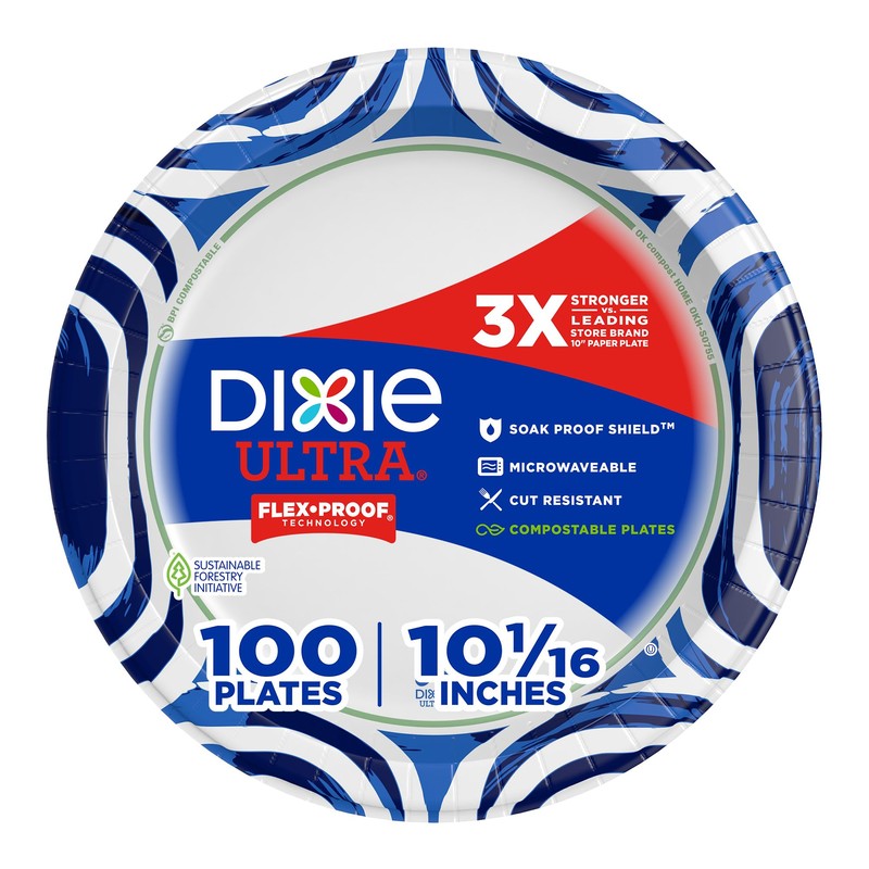 Dixie Ultra, Large Paper Plates, 10 Inch, 100 Count, 3X