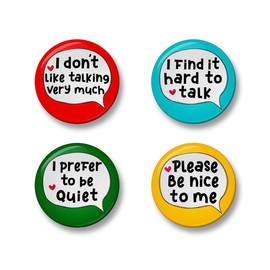 Social Anxiety Badge Set, 4Pcs, 32mm or 44mm Pin Badge Button (32mm)