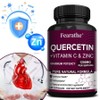 Quercetin+Vitamin C+Zinc Capsule-Antioxidant Immune Support Supplement Stamina Booster-Gluten Soy Non-GMO Free Easy to Swallow, 3 Pieces, 60 Servings / 케르세틴+비타민C+아연캡슐-항산화면역지원보충제 체력증진제-글루텐 콩 non-GMO무첨가 삼키기 쉬움, 3개, 60회분