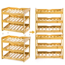 TOPZEA Soda Can Rack Organizer for Pantry, 3 Tier Bamboo Stackable Can Goods Storage Dispenser Shelf Canned Food Holder Stand for Kitchen Coutertop, Cabinet, Hold up to 36 Cans