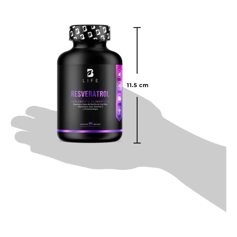 Resveratrol De 90 Cáps Con Semilla De Uva Roja Acai.