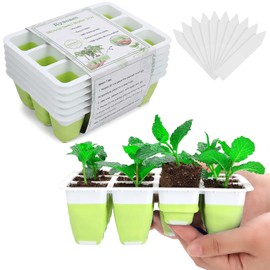 6pcs Reusable Seed Starter Kit, 72 Cells Seed Starter Trays, Silicone Seedling Starter Trays for Starting Plant Seeds with Flexible pop-Out Cells, Indoor Gardening Plant Germination Trays