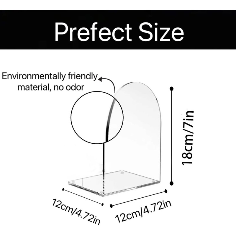 Qidexin 2pcs Book Ends, Acrylic Bookends, Non-Skid Book End, Clear