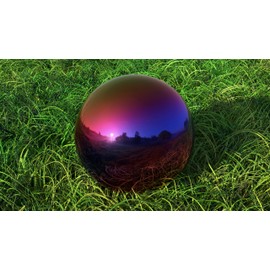 Lulu Decor, Rainbow Stainless Steel Gazing Mirror Ball Size 14, Smooth Reflective Shiny Garden Decoration Globe