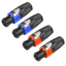 Tiardey 4 Pack Speakon Plug 4-Pin Nl4fx PA Speaker Plug Speakon Cable Socket Speaker Cable Head Screwable Twist Lock Power Amplifier Speakon Socket