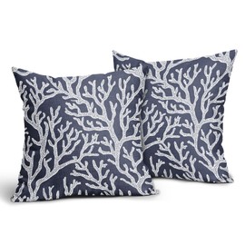 aportt Coastal Coral Tropical Pillow Covers 18X18 Inch Nautical Beach Sea Navy Blue White Decorative Pillow Cases Summer Ocean Throw Pillows Set of 2 Seasonal Farmhouse Home Decor for Sofa Couch