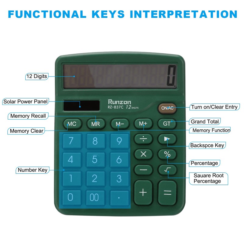 PATIKIL 2PCS Desktop Calculator with 12 Digits Large LCD Display