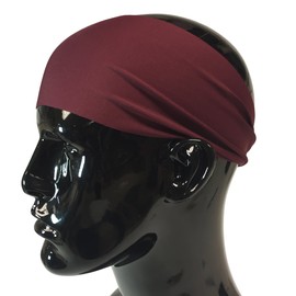 Temple Tape Headbands for Men and Women - Mens Sweatband & Sports Headband Moisture Wicking Workout Sweatbands for Running, Cross Training, Yoga and Bike Helmet Friendly - Burgundy