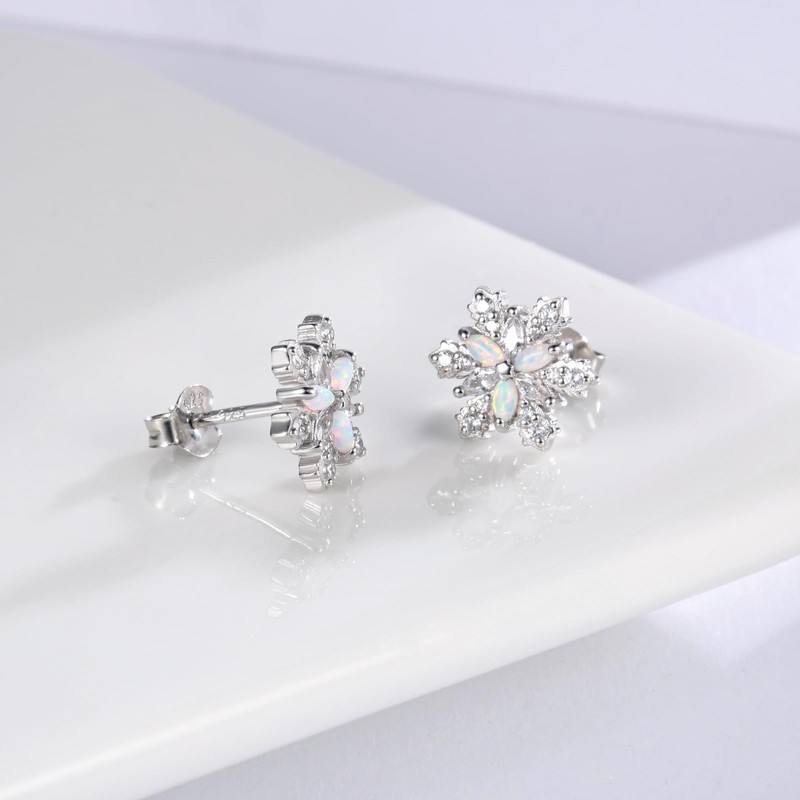 Sterling Silver Snowflake Earrings Necklace Bracelet: Winter Pendant Jewelry With