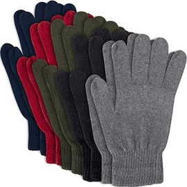 Trail maker 50 Pack Bulk Wholesale Adult One Size Knit Stretch Cold Winter Weather Gloves for Men, Women, Homeless, Charity Donations (Bold Colors Pack)