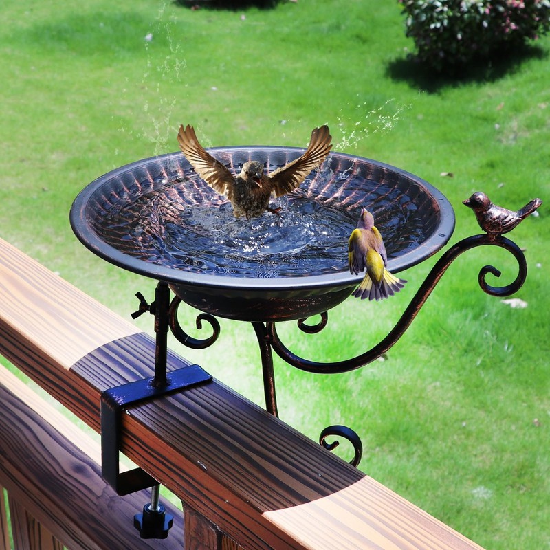 HLQMFHT Solar Bird Bath,Deck Bird Bath with Solar Fountain,Metal Bird