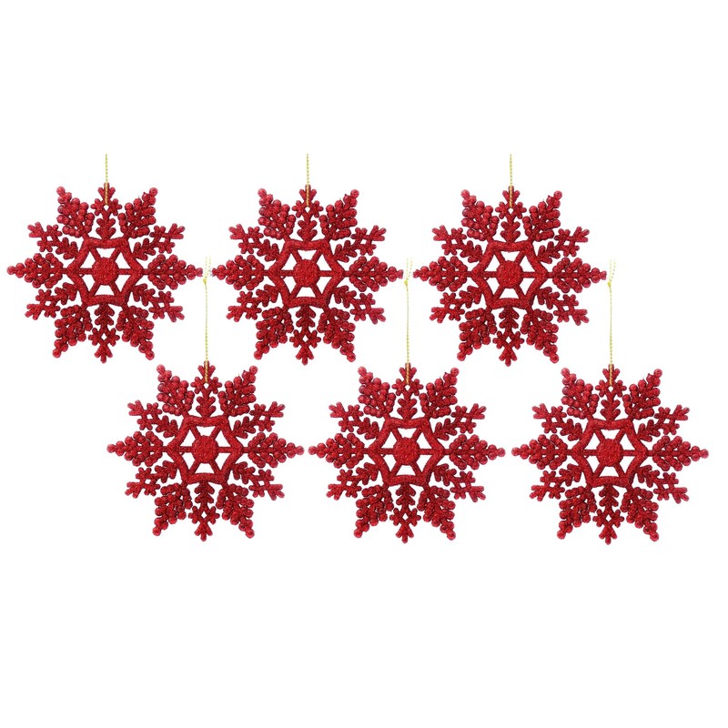 Simply Products Pack of 6-10cm Glitter Hanging Decoration, Snowflakes Christmas