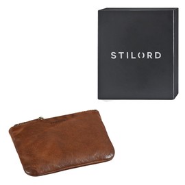STILORD 'Samy' Card Case Leather Card Holder Vintage Leather Pencil Case Ideal as Wallet Credit Card Holder Key Case Organiser Travel Case for Men Women Genuine Leather, Tuscany - Washed Cognac,
