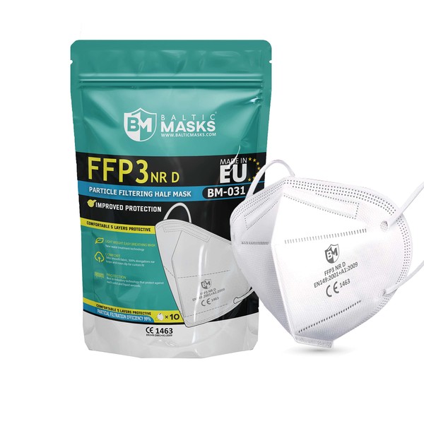 Cleanstro FFP3 Masks Pack of 10 With >99% Filtration Efficiency - Disposable Face Mask UK - Soft And Secure Fit (Packaging may vary)