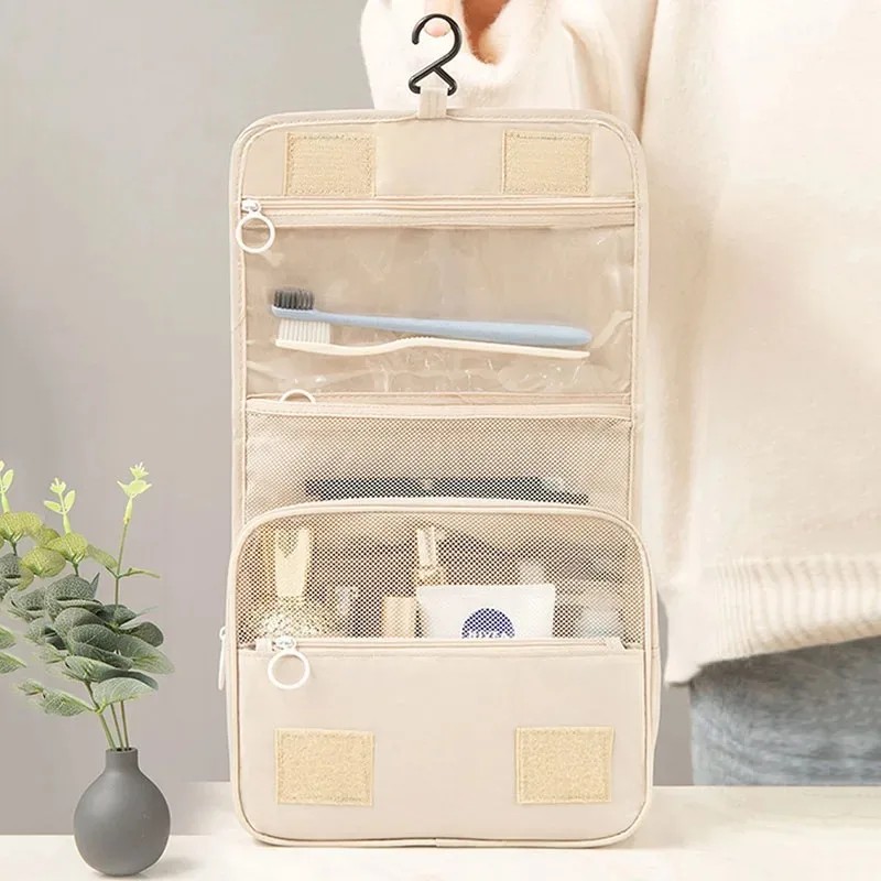 Hanging Toiletry Bag for Travel – Foldable Polyester Organizer with